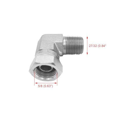 BEITERSTOE (2-PACK) 1501-08-06 Hydraulic Hose Adapter Fitting 1/2" Male (1/2-14 NPTF) × 3/8" Female (3/8-18 NPSM) Swivel 90° Elbow SAE Pipe Joints Connector Carbon Steel - Image 2