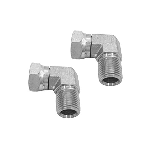 BEITERSTOE (2-PACK) 1501-08-06 Hydraulic Hose Adapter Fitting 1/2" Male (1/2-14 NPTF) × 3/8" Female (3/8-18 NPSM) Swivel 90° Elbow SAE Pipe Joints Connector Carbon Steel - Image 1