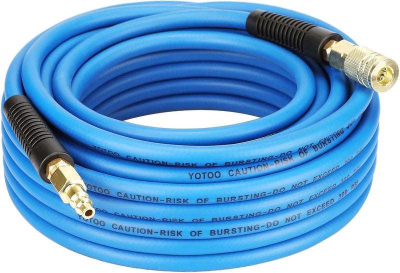 yotoo خرطوم هواء هجين YOTOO 1/4 بوصة بطول 50 قدم - 300 PSI ثقيل الوزن، خفيف، مقاوم للانحناء، مرونة لجميع الأحوال الجوية - Image 1