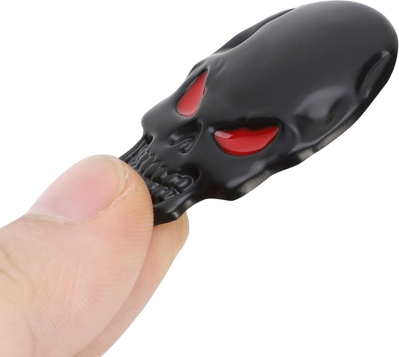 TOMALL 2Pcs Skeleton Skull Logo Devil Death Emblem Badge 3D Metal Decals Stickers Decoration for Cars Trucks Motorcycle Mobile Phone Computer Laptop for Men Boy(Black Red) Budget friendly trendy design - Image 4