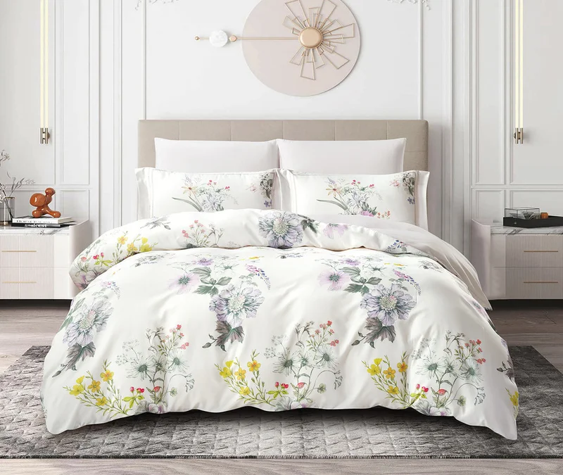 دوناتيلا طقم غطاء لحاف مشجر 6 قطع مقاس مزدوج يناسب سرير 200×200 سم مايكروفايبر ناعم , تصميم راقي و انيق , يناسب جميع الفصول (لا يشمل حشوة اللحاف)