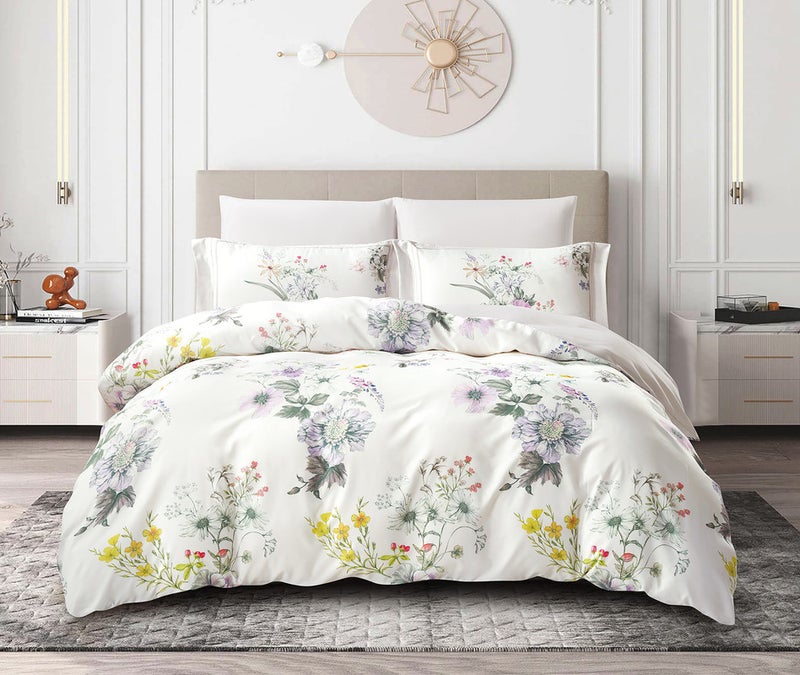 دوناتيلا طقم غطاء لحاف مشجر 6 قطع مقاس مزدوج يناسب سرير 200×200 سم مايكروفايبر ناعم , تصميم راقي و انيق , يناسب جميع الفصول (لا يشمل حشوة اللحاف)  - Image 1