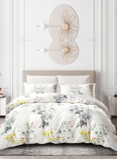 Donetella Digital Print Duvet cover Set, King Size 200x200 cm - 6-Pcs Bed Set, ,Emirate Collection, Microfiber - 1 Duvet Cover, 1 Fitted Sheet, 2 Pillow Shams, 2 Pillowcases (Filler Not Include)