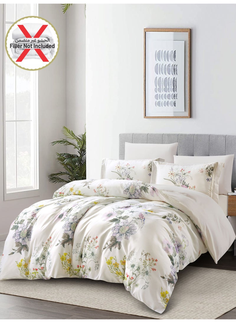 Donetella Digital Floral  Print Duvet cover Set, King Size Fits 200x200 cm - 6-Pcs Bed Set, ,Emirate Collection, Microfiber - 1 Duvet Cover, 1 Fitted Sheet, 2 Pillow Shams, 2 Pillowcases (Filler Not Include) - Image 2