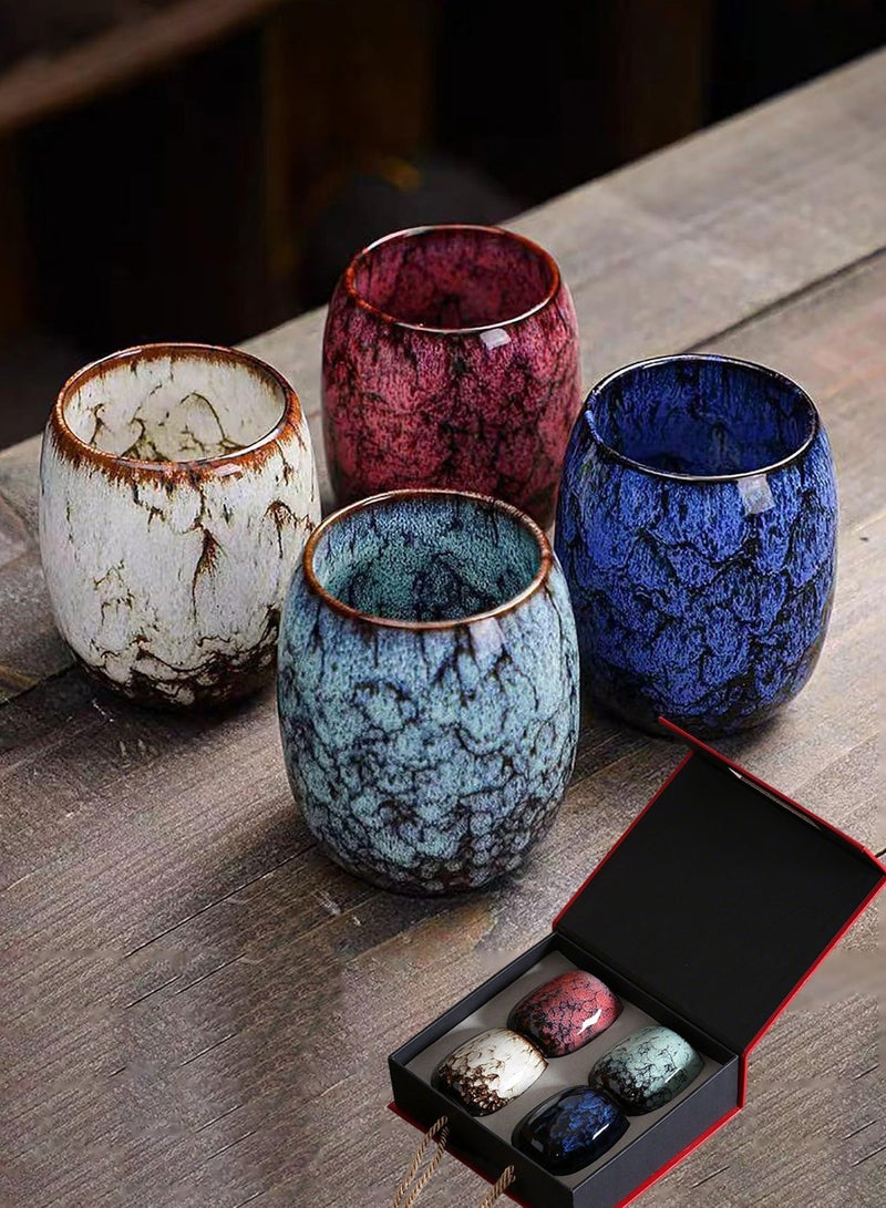 4 قطع اكواب سيراميك من أكواب الشاي الخزفية مع صندوق هدايا مجموعة أكواب قهوة إسبريسو مزدوجة الجدران مجموعة أكواب شاي من البورسلين مجموعة أكواب ماتي كوب سيراميك اكواب اسبريسو كوب قهوه سيراميك - Image 2