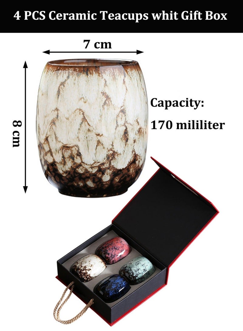 4 قطع اكواب سيراميك من أكواب الشاي الخزفية مع صندوق هدايا مجموعة أكواب قهوة إسبريسو مزدوجة الجدران مجموعة أكواب شاي من البورسلين مجموعة أكواب ماتي كوب سيراميك اكواب اسبريسو كوب قهوه سيراميك - Image 3
