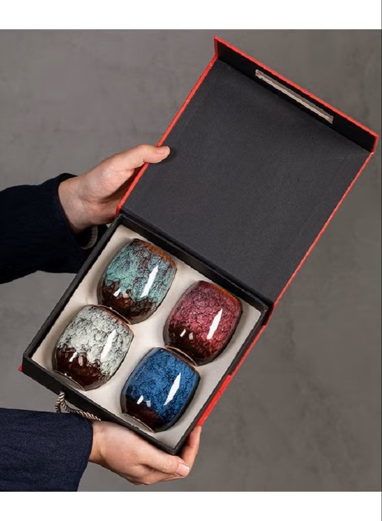 4 قطع اكواب سيراميك من أكواب الشاي الخزفية مع صندوق هدايا مجموعة أكواب قهوة إسبريسو مزدوجة الجدران مجموعة أكواب شاي من البورسلين مجموعة أكواب ماتي كوب سيراميك اكواب اسبريسو كوب قهوه سيراميك - Image 1