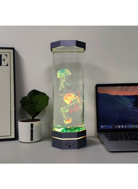 Creative Medium Size Realistic Cylindrical Led Jellyfish Lamp Usb Plug-in Color Changing Atmosphere Light Small Night Light-Color:octagonal Mica Lamp
