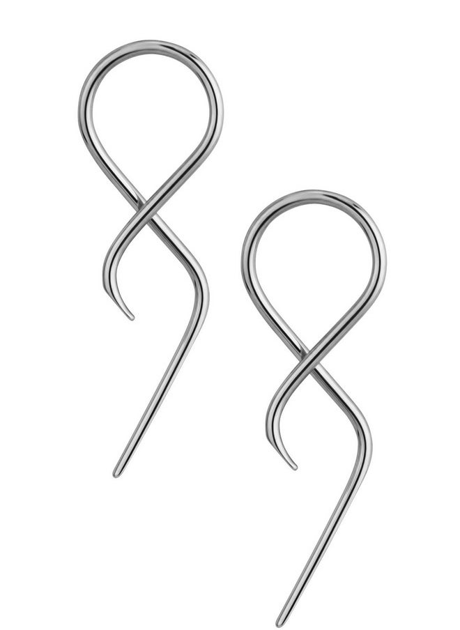 فوربيدن بادي جوليري - أقراط من الفولاذ الجراحي من Forbidden Body Jewelry زوج من الأقراط ذات الحلقات المتدلية 14 جرامًا - Image 1