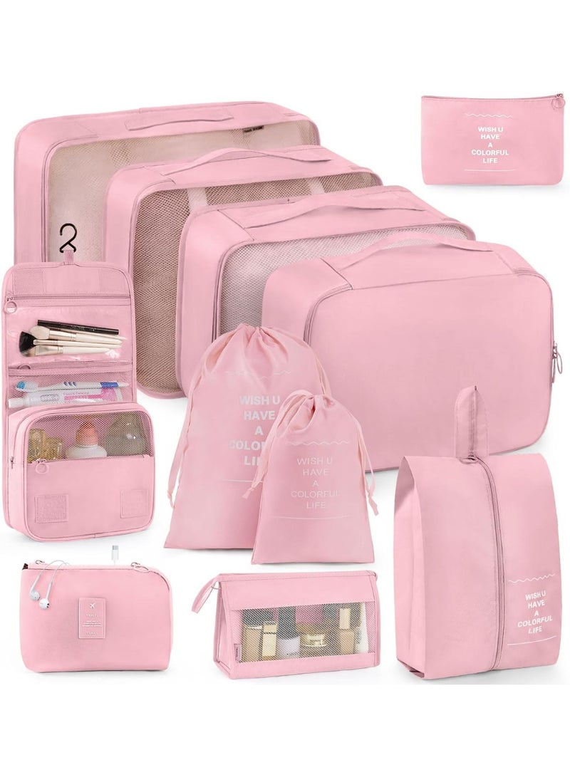 Relex Packing Cubes 11 Set, Suitcase Organizers, Luggage Organizer Bags for Travel, Packing Cubes for Travel, with Toiletry Bag, Travel Essentials (Pink) - Image 1