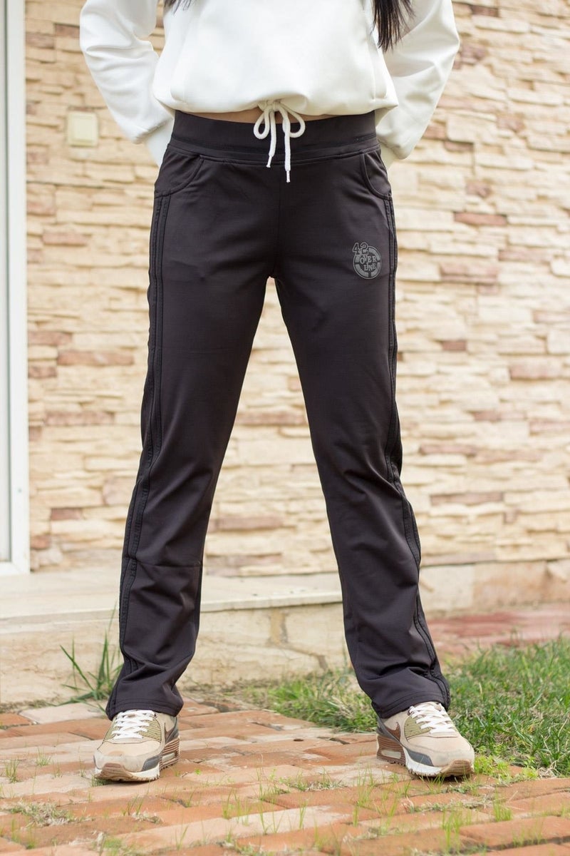 Azıcık Akıllı A Little Smart Women's Black Striped Basic Relaxed Fit Pocketed Sweatpants 21KESAAKT1  - Image 1