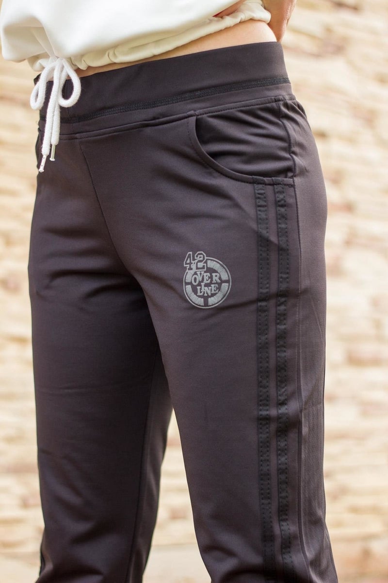 Azıcık Akıllı A Little Smart Women's Black Striped Basic Relaxed Fit Pocketed Sweatpants 21KESAAKT1  - Image 3