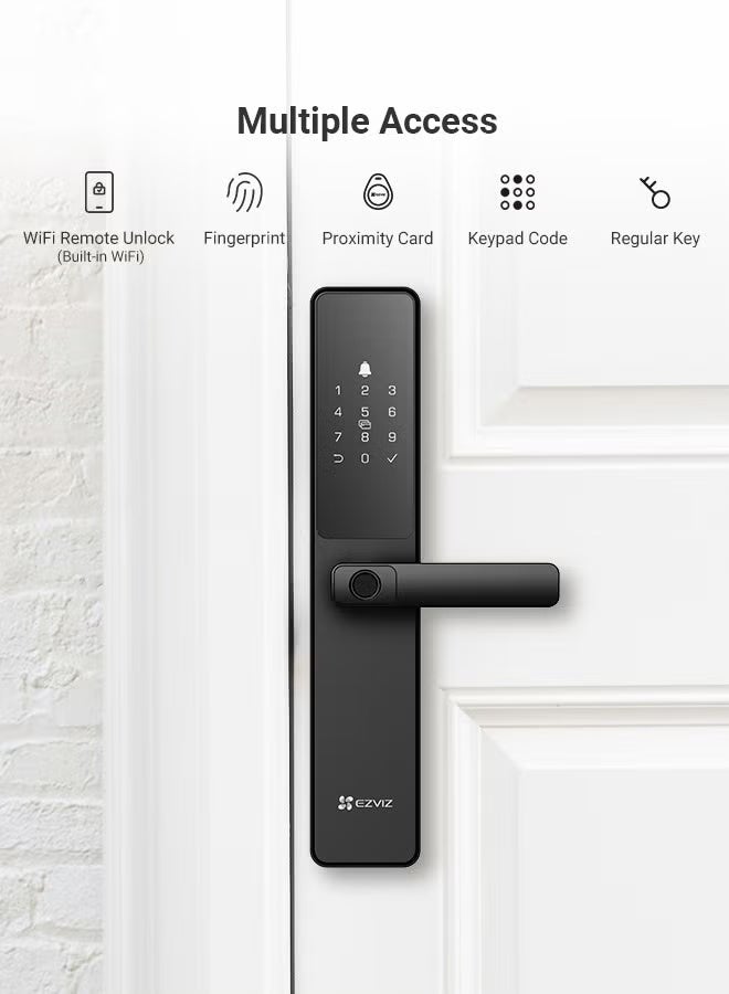 EZVIZ Smart Lock Y2000 7-in-1 Smart Door Lock And Keyless Entry Door Lock Built-in Wifi Fingerprint Access Weather-resistant Child Safety Lock For Home Apartment Villa Office Hotel 6068 - Image 4