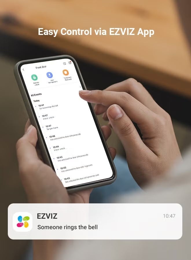 EZVIZ Smart Lock Y2000 7-in-1 Smart Door Lock And Keyless Entry Door Lock Built-in Wifi Fingerprint Access Weather-resistant Child Safety Lock For Home Apartment Villa Office Hotel 6068 - Image 3