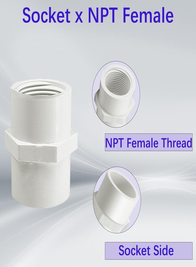 وصلات أنابيب PVC بيضاء مقاس 1 بوصة من YTFSA، موصل محول لولبي أنثوي NPT، 10 قطع وصلة لولبية أنثوية، مقبس × NPT أنثى، Sch40 - Image 2