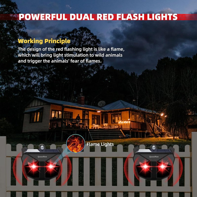 4 Pack Animal Deterrent Devices,Solar Powered Animal Repeller Outdoor with Red LED Strobe Lights, Night Guard Ultrasonic Pest Repeller for Cat, Racoon, Skunk, Squirrel, Deer,18kHz - Image 3