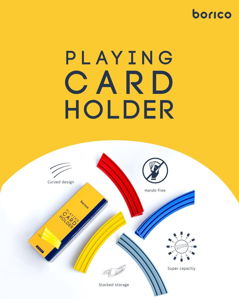 BORICO Card Holders for Playing Cards - 4 Pack Playing Card Holder for Kids and Adults,Stackable Storage Game Card Tray for Arthritis Patients with a Travel Pouch (4 Colors) - Image 5