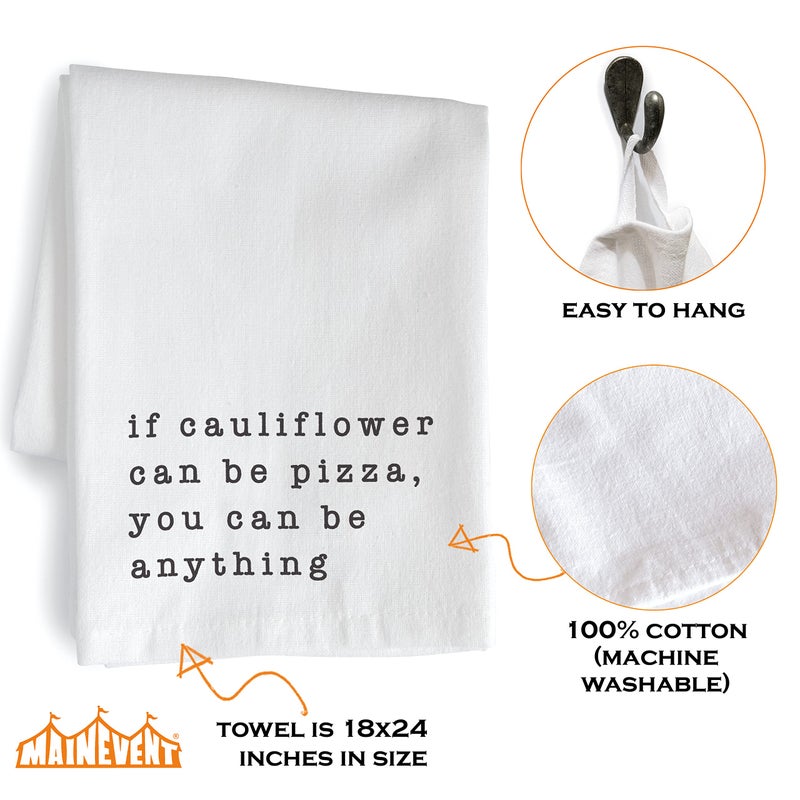 MAINEVENT If Cauliflower Can Be Pizza Funny Kitchen Towel with Saying 18x24 Inch  Kitchen Funny Dish Towel  Funny Saying Kitchen Towel Funny Dish Towel Saying  Funny Tea Towel Funny Hand Towel Funny Towel  - Image 5