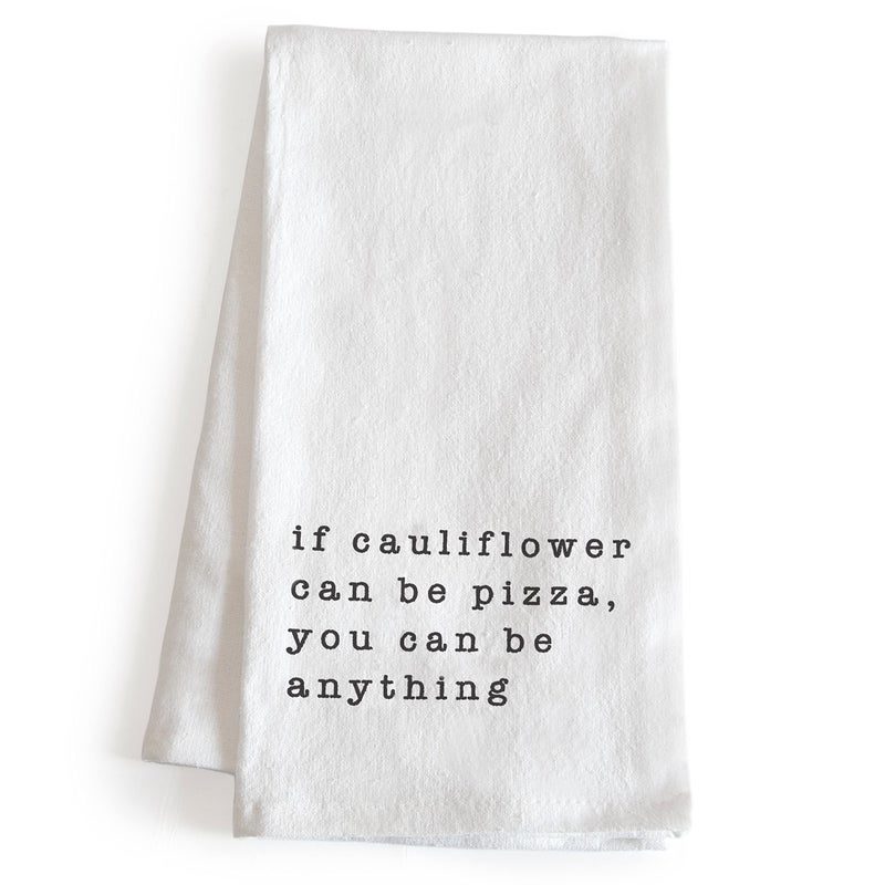 MAINEVENT If Cauliflower Can Be Pizza Funny Kitchen Towel with Saying 18x24 Inch  Kitchen Funny Dish Towel  Funny Saying Kitchen Towel Funny Dish Towel Saying  Funny Tea Towel Funny Hand Towel Funny Towel  - Image 1