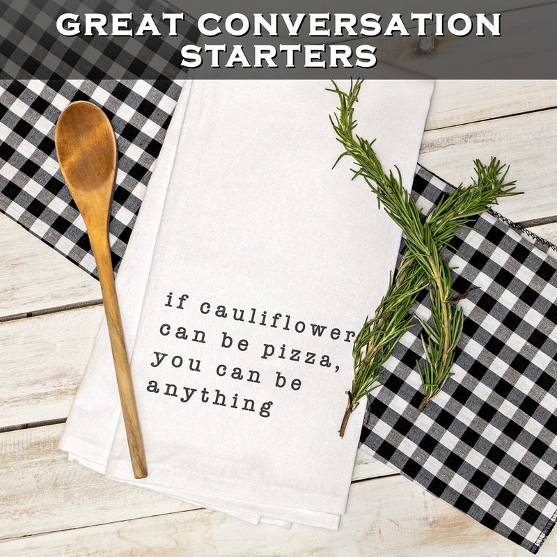 MAINEVENT If Cauliflower Can Be Pizza Funny Kitchen Towel with Saying 18x24 Inch  Kitchen Funny Dish Towel  Funny Saying Kitchen Towel Funny Dish Towel Saying  Funny Tea Towel Funny Hand Towel Funny Towel  - Image 4