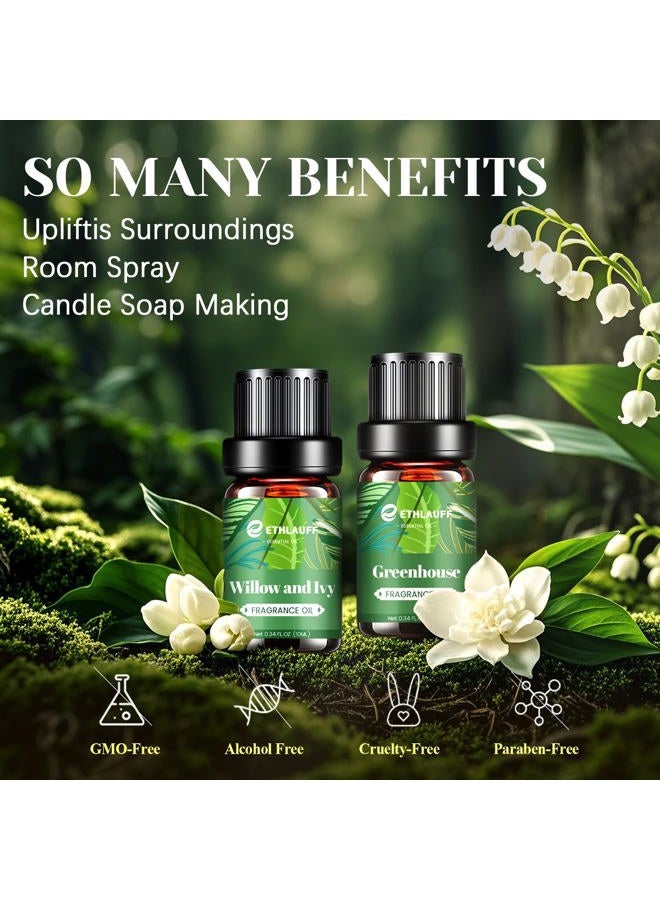 Ethlauff Spring Essential Oils Set, Nature Fragrance Oil for Diffuser for Home, Candle Sopa Making - Enchanted Forest, Willow and Ivy, Clover and Aloe, Fresh Bamboo, Spring Scented Oil Gift Set - Image 2
