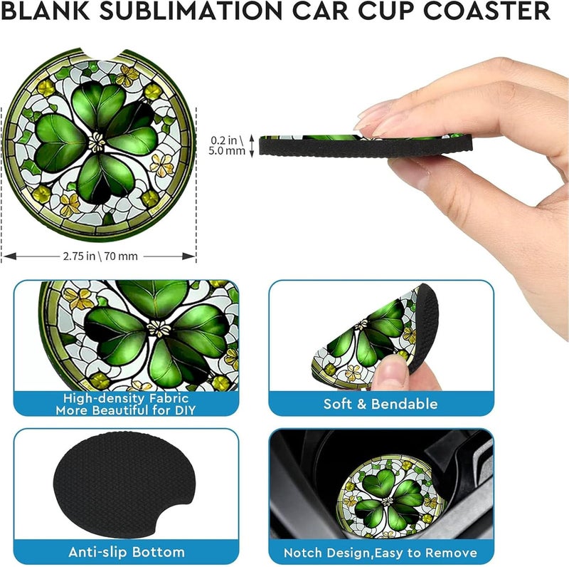 Ldntly Car Coasters for Cup Holders,2 Pack Four Leaf Clover Car Coasters,2.75" Universal Size Anti Slip Rubber Mat,Automotive Cup Holder Decal Decor Accessories,Four Leaf Clover Gifts for Women,Men,Mom - Image 4