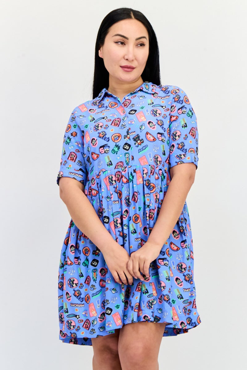 ONLY فستان ميني بطبعة مينونز للنساء، متعدد الألوان - Image 1