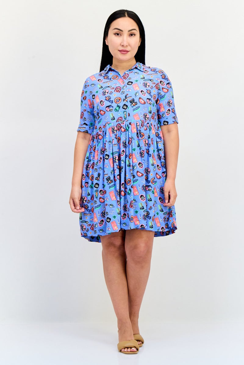 ONLY فستان ميني بطبعة مينونز للنساء، متعدد الألوان - Image 4