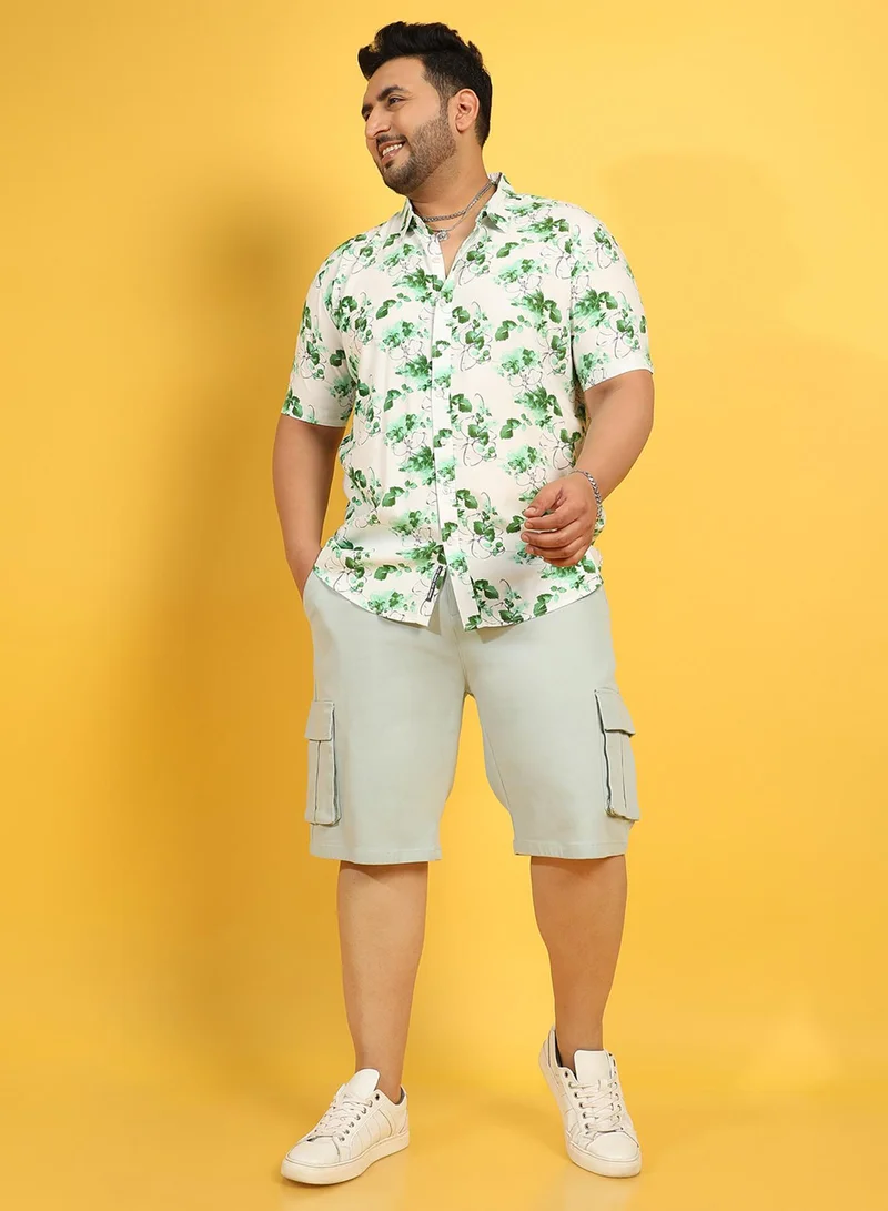 انستافاب بلس قميص رجالي مطبوع بأكمام قصيرة وياقة عادية من رايون مريح