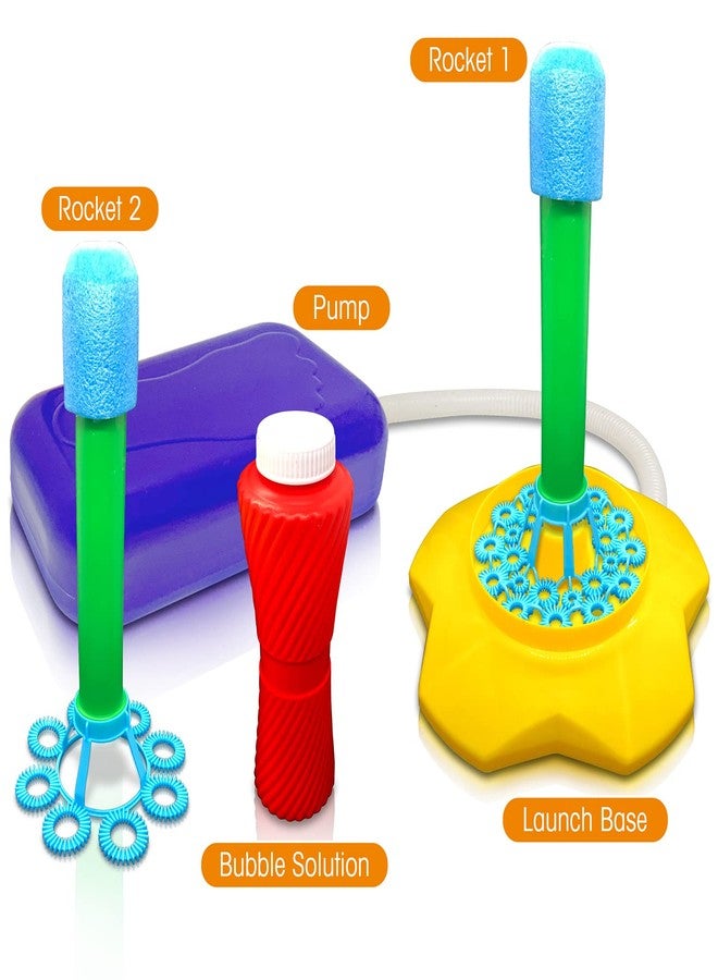 ArtCreativity Bubble Rocket Launcher Toy Set, Includes 2 Bubble Rockets, Bubble Solution, Pump, and Base, Flying Bubble Blaster Rockets for Hours of Outdoor Fun, Bubble Maker Gift for Kids - Image 4