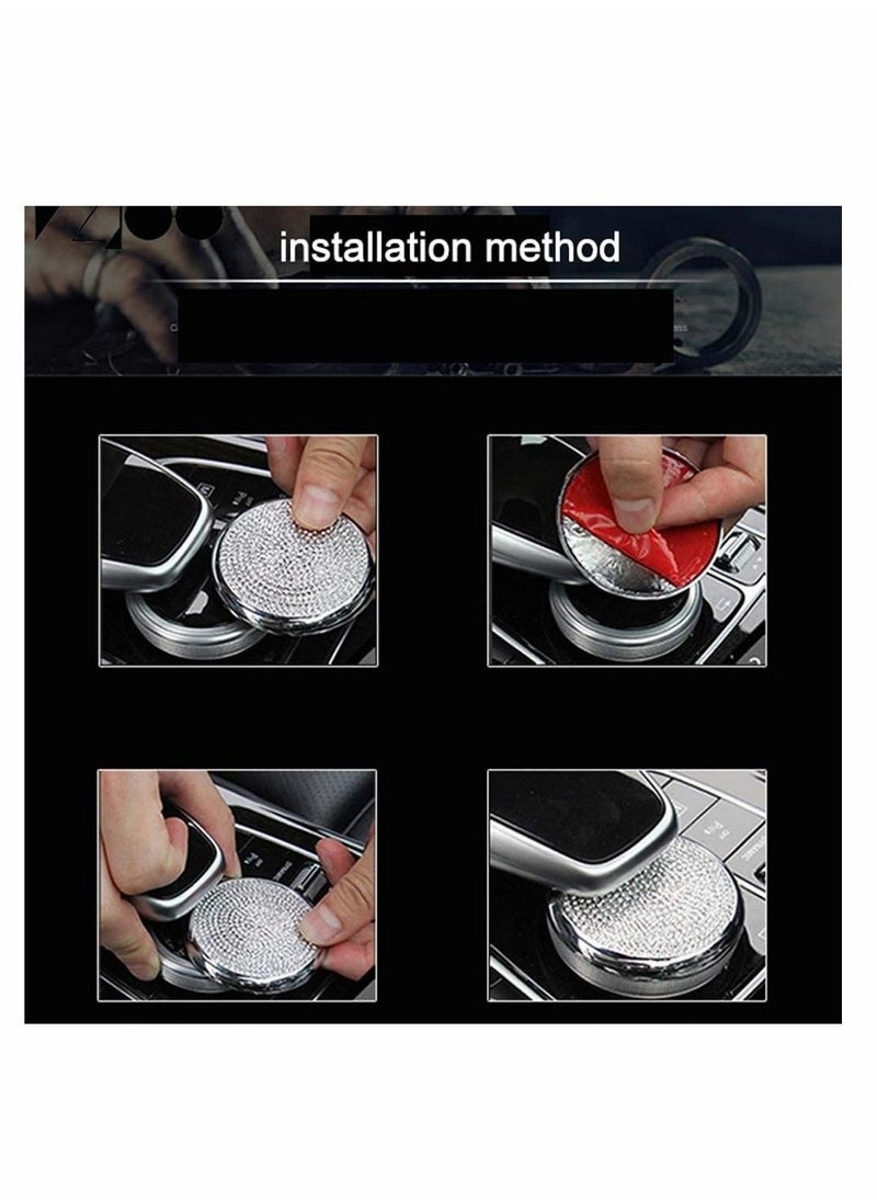 KASTWAVE Knob Central Decorations for Mercedes Benz Accessories Bling Parts W204 X204 W166 X166 C GLK Class Central Multimedia Control Regulator Covers Interior Women Men Crystal Silver - Image 4