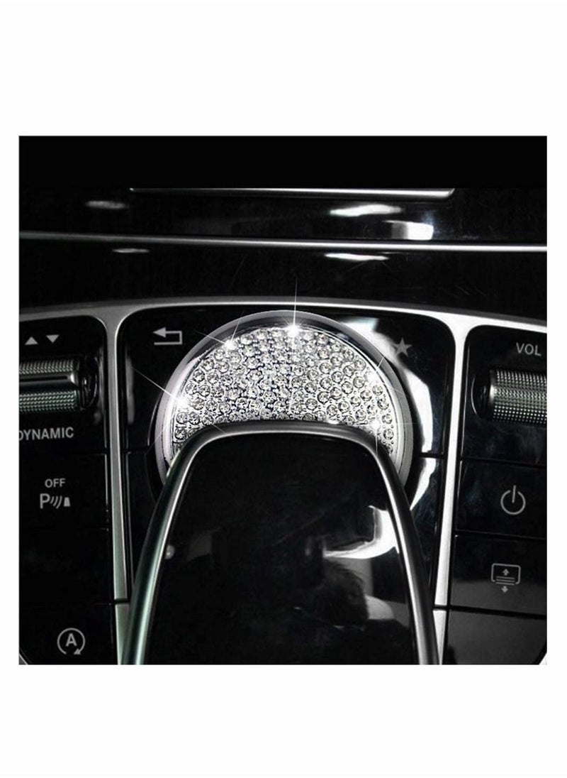 KASTWAVE Knob Central Decorations for Mercedes Benz Accessories Bling Parts W204 X204 W166 X166 C GLK Class Central Multimedia Control Regulator Covers Interior Women Men Crystal Silver - Image 2