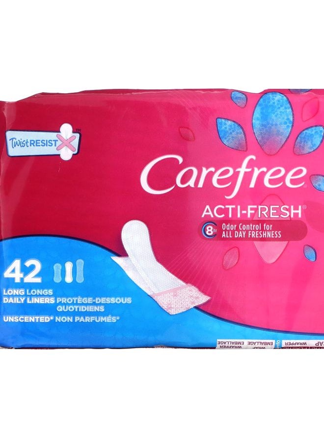 Carefree Acti-Fresh Daily Liners Regular Unscented 42 Liners 