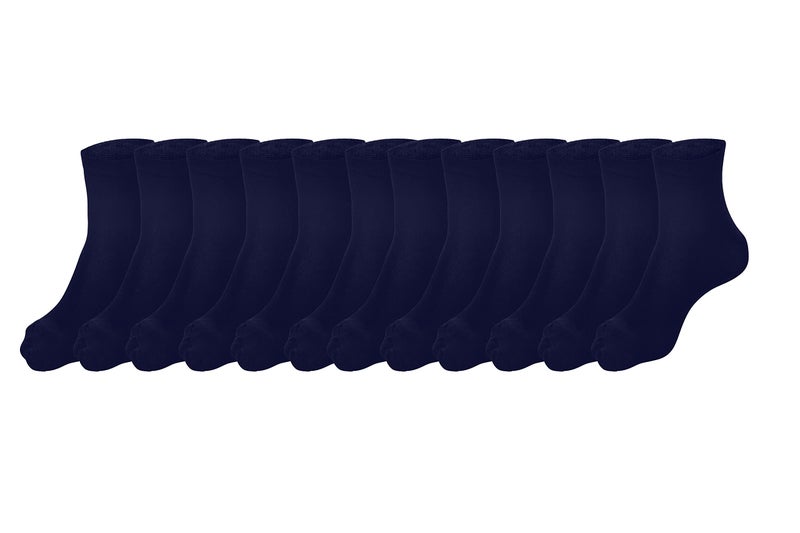 MUKHAKSH Men's Office Wear Compact Combed Cotton Solid Color Ankle Length Socks|Summer School Wear Plain Ankle Socks for Boys (Free Size) Navy Blue, Pack of 6 Pairs - Image 2