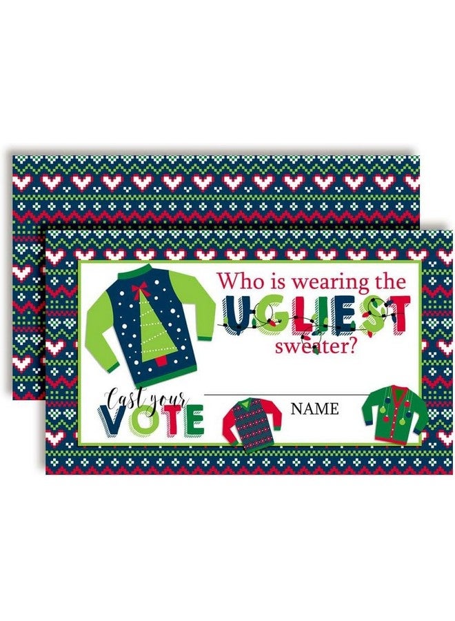 Amanda Creation Ugly Sweater Game Christmas Holiday Voting Cards for Themed Parties, 20 2" X 3” Double Sided Voting Cards for Games by AmandaCreation - Image 1