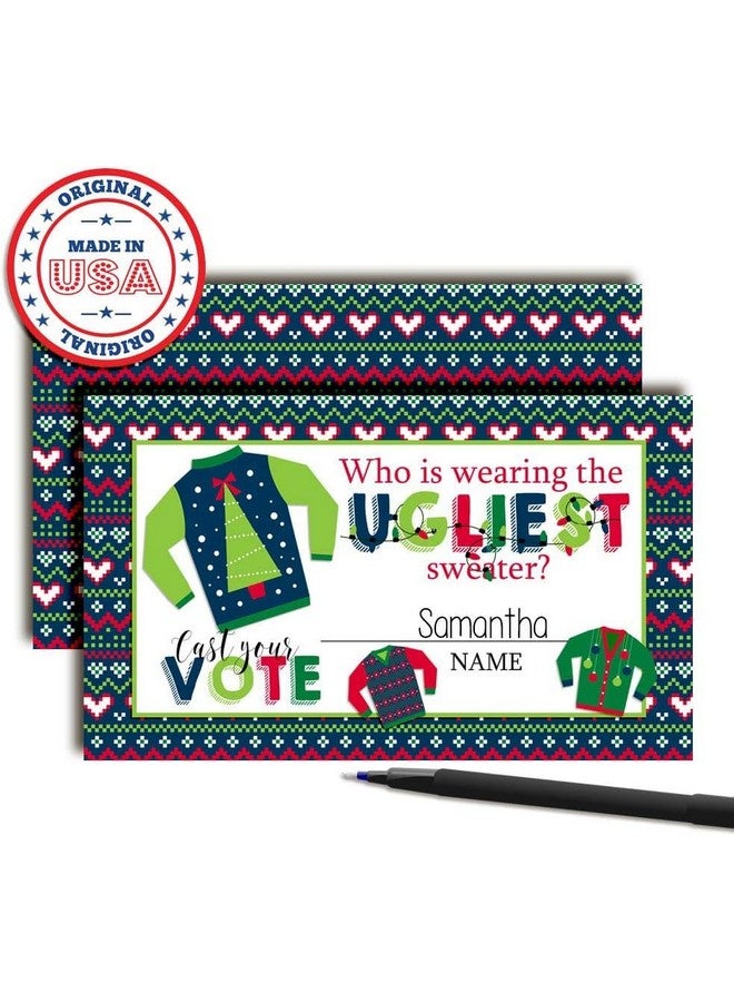 Amanda Creation Ugly Sweater Game Christmas Holiday Voting Cards for Themed Parties, 20 2" X 3” Double Sided Voting Cards for Games by AmandaCreation - Image 2