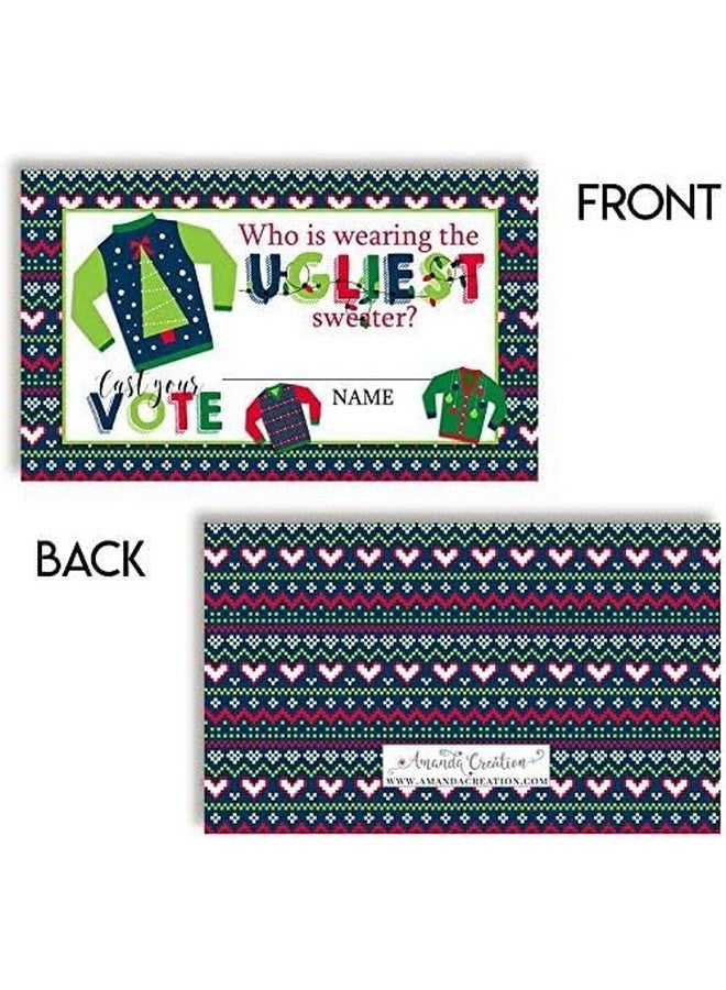 Amanda Creation Ugly Sweater Game Christmas Holiday Voting Cards for Themed Parties, 20 2" X 3” Double Sided Voting Cards for Games by AmandaCreation - Image 4