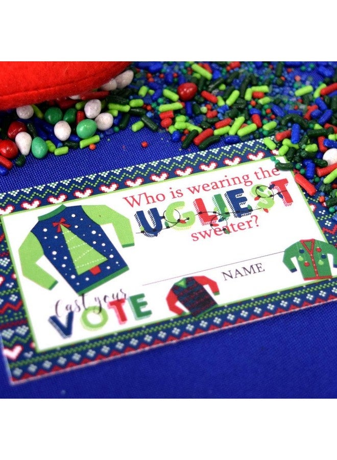 Amanda Creation Ugly Sweater Game Christmas Holiday Voting Cards for Themed Parties, 20 2" X 3” Double Sided Voting Cards for Games by AmandaCreation - Image 5