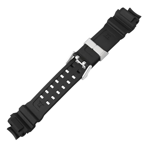 XIW Compatible for 16mm Casio 10493622 GA-1000 GA-1100 GW-A1000 GW-A1100 GW-4000 G-1400 GWA-1000 Resin Watch Band with Steel Buckle Replacement for women Wirstband Strap men wirst Bracelet, Black - Image 5