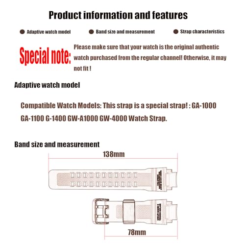 XIW Compatible for 16mm Casio 10493622 GA-1000 GA-1100 GW-A1000 GW-A1100 GW-4000 G-1400 GWA-1000 Resin Watch Band with Steel Buckle Replacement for women Wirstband Strap men wirst Bracelet, Black - Image 2