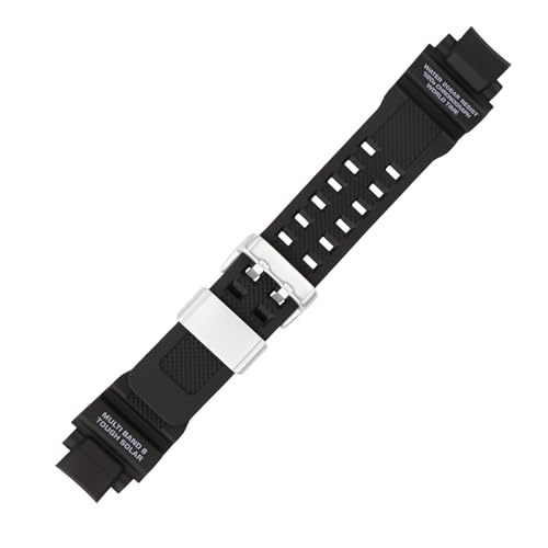 XIW Compatible for 16mm Casio 10493622 GA-1000 GA-1100 GW-A1000 GW-A1100 GW-4000 G-1400 GWA-1000 Resin Watch Band with Steel Buckle Replacement for women Wirstband Strap men wirst Bracelet, Black - Image 4