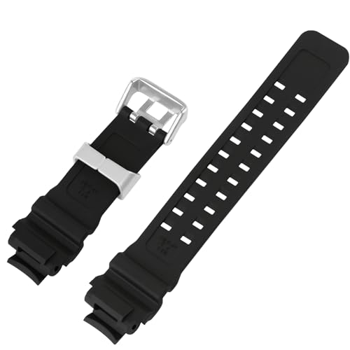 XIW Compatible for 16mm Casio 10493622 GA-1000 GA-1100 GW-A1000 GW-A1100 GW-4000 G-1400 GWA-1000 Resin Watch Band with Steel Buckle Replacement for women Wirstband Strap men wirst Bracelet, Black - Image 3