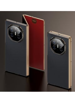 Carbon Fiber Texture Leather Compatible with Huawei Mate XT Ultimate Design Case Cover Ultra Thin Shockproof Back Luxury Plated Frame for Huawei Mate XT