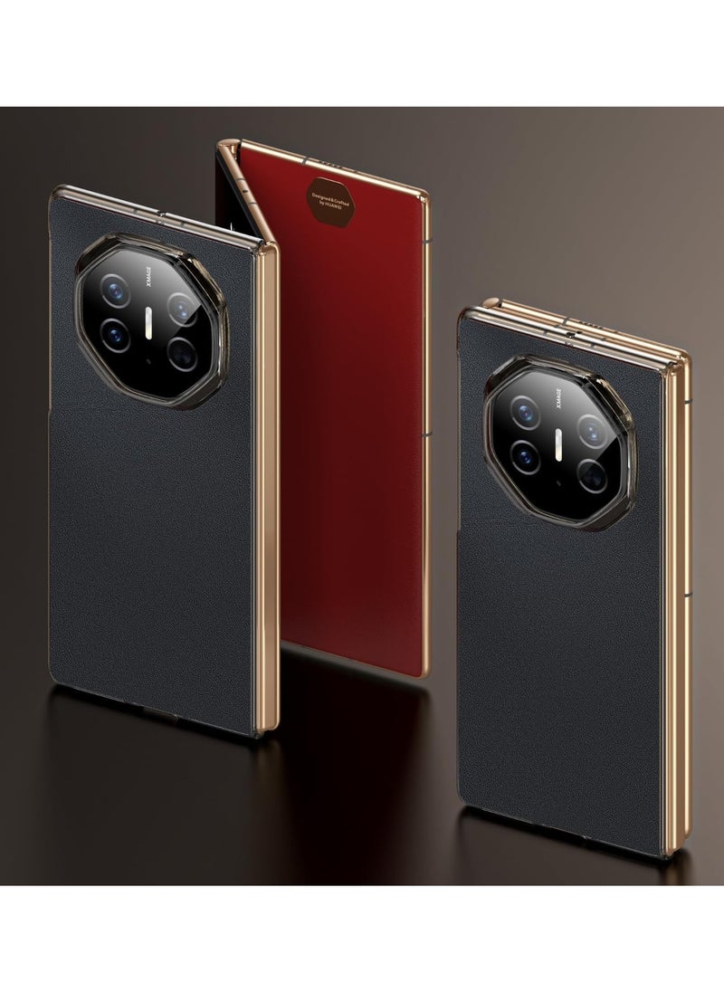 General - Carbon Fiber Texture Leather Compatible with Huawei Mate XT Ultimate Design Case Cover Ultra Thin Shockproof Back Luxury Plated Frame for Huawei Mate XT - Image 1