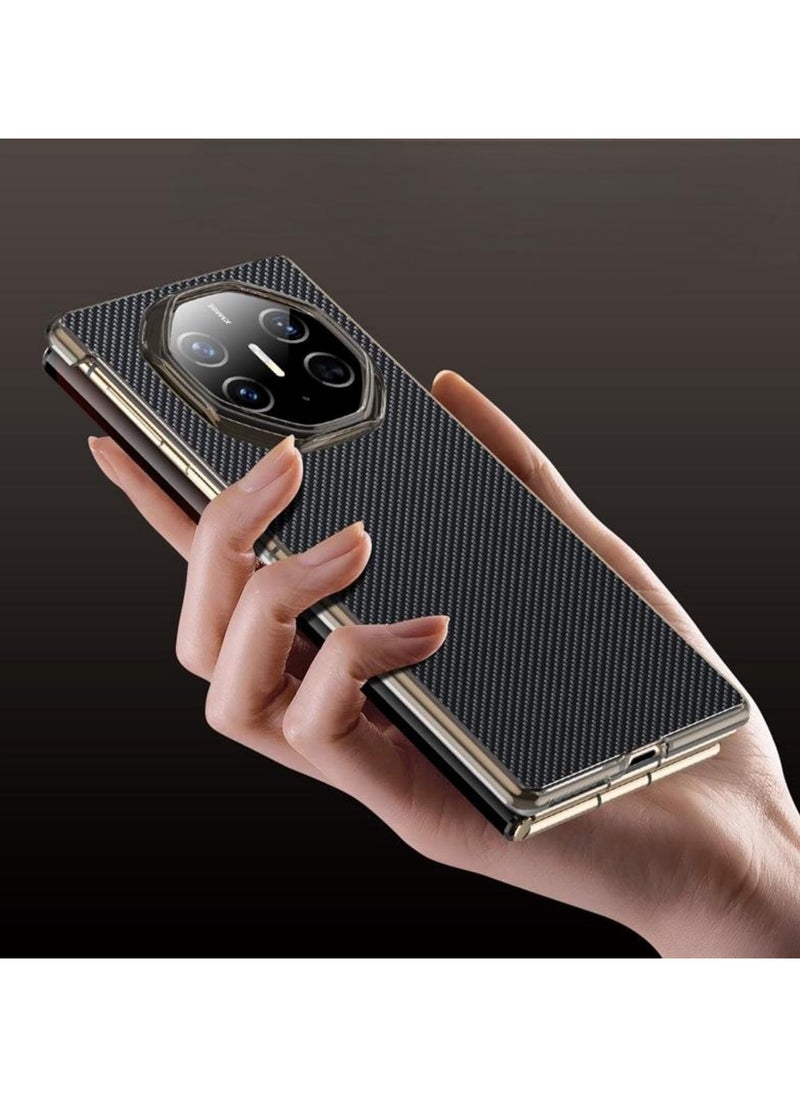 General - Carbon Fiber Texture Leather Compatible with Huawei Mate XT Ultimate Design Case Cover Ultra Thin Shockproof Back Luxury Plated Frame for Huawei Mate XT - Image 1