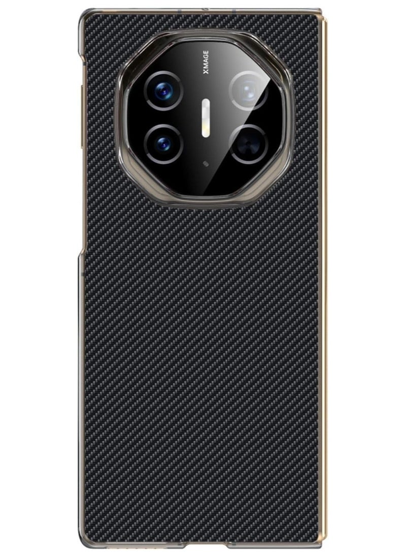General - Carbon Fiber Texture Leather Compatible with Huawei Mate XT Ultimate Design Case Cover Ultra Thin Shockproof Back Luxury Plated Frame for Huawei Mate XT - Image 1