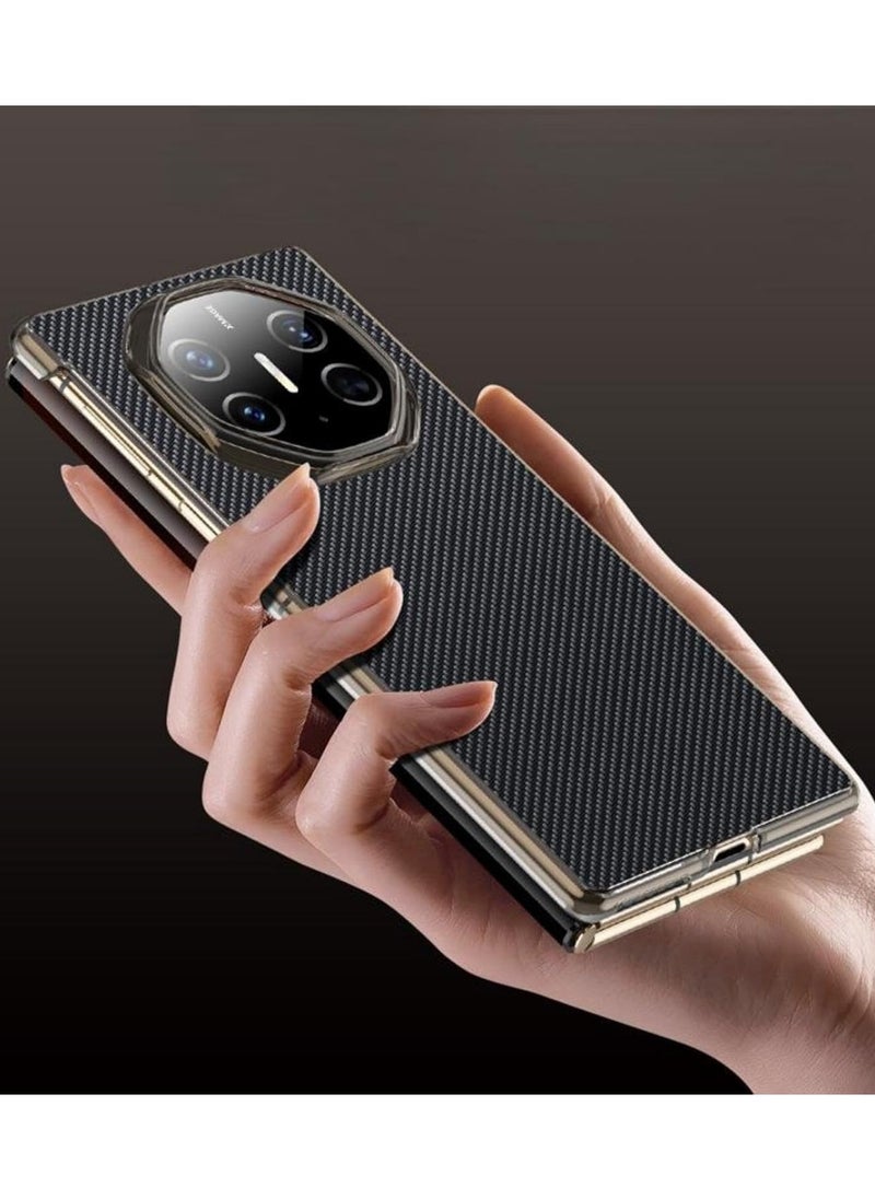 General - Carbon Fiber Texture Leather Compatible with Huawei Mate XT Ultimate Design Case Cover Ultra Thin Shockproof Back Luxury Plated Frame for Huawei Mate XT - Image 1