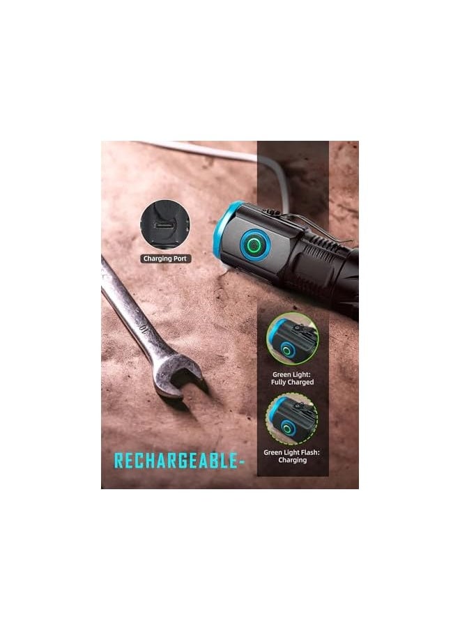 PROMASS promass Compact LED Flashlight, 1200 Lumens - Small USB Rechargeable Flashlight with Clip, Mini Pocket EDC with Unique Tail Design  - Image 2