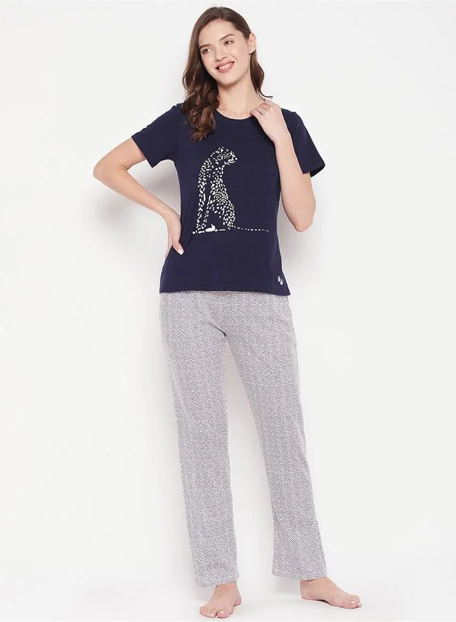 Take Two Tiger Print Cotton T-Shirt and Pyjama Set By Lazzycat