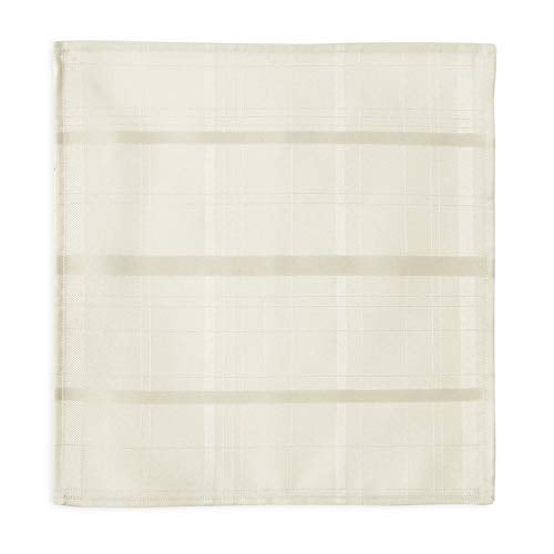 Newbridge 52 x 52 Inch Square Fabric Tablecloth, Thanksgiving Elegance Plaid, 100% Polyester, No Iron Soil Resistant Dining Room, Party and Banquet Table Cover, Solid Textured, Beige - Image 4